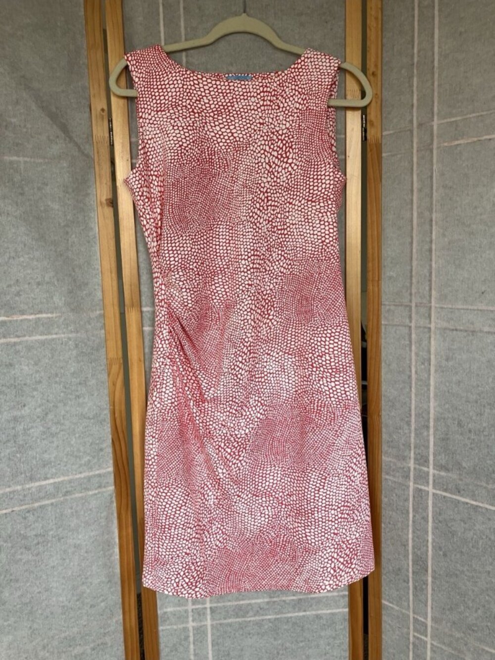 J. MCLAUGHLIN | Woman's Cinched Pink White Polka Dotted Sleeveless Dress, Medium